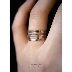 پک 10 عددی حلقه ظریف مینیمال نقره