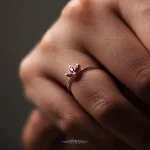 انگشتر نقره گل 3 پر R0225 - تصویر 3