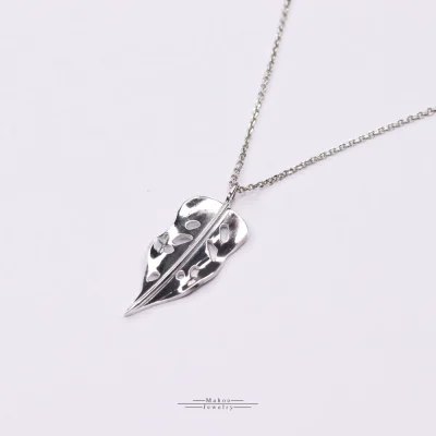 گردنبند نقره برگ گیاه پتوس