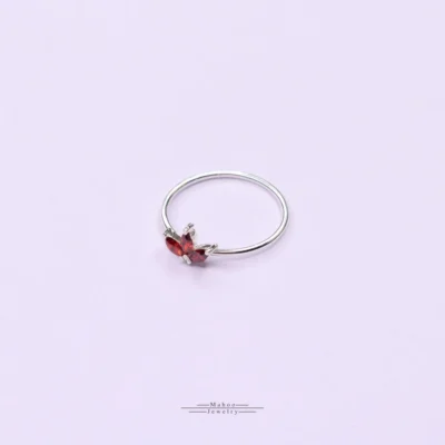 انگشتر نقره گل 3 پر R0225