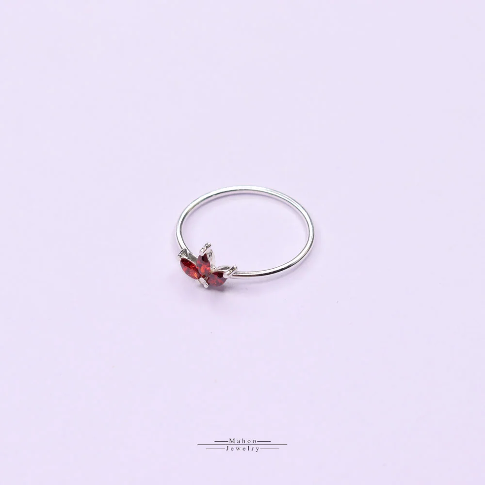 انگشتر نقره گل 3 پر R0225