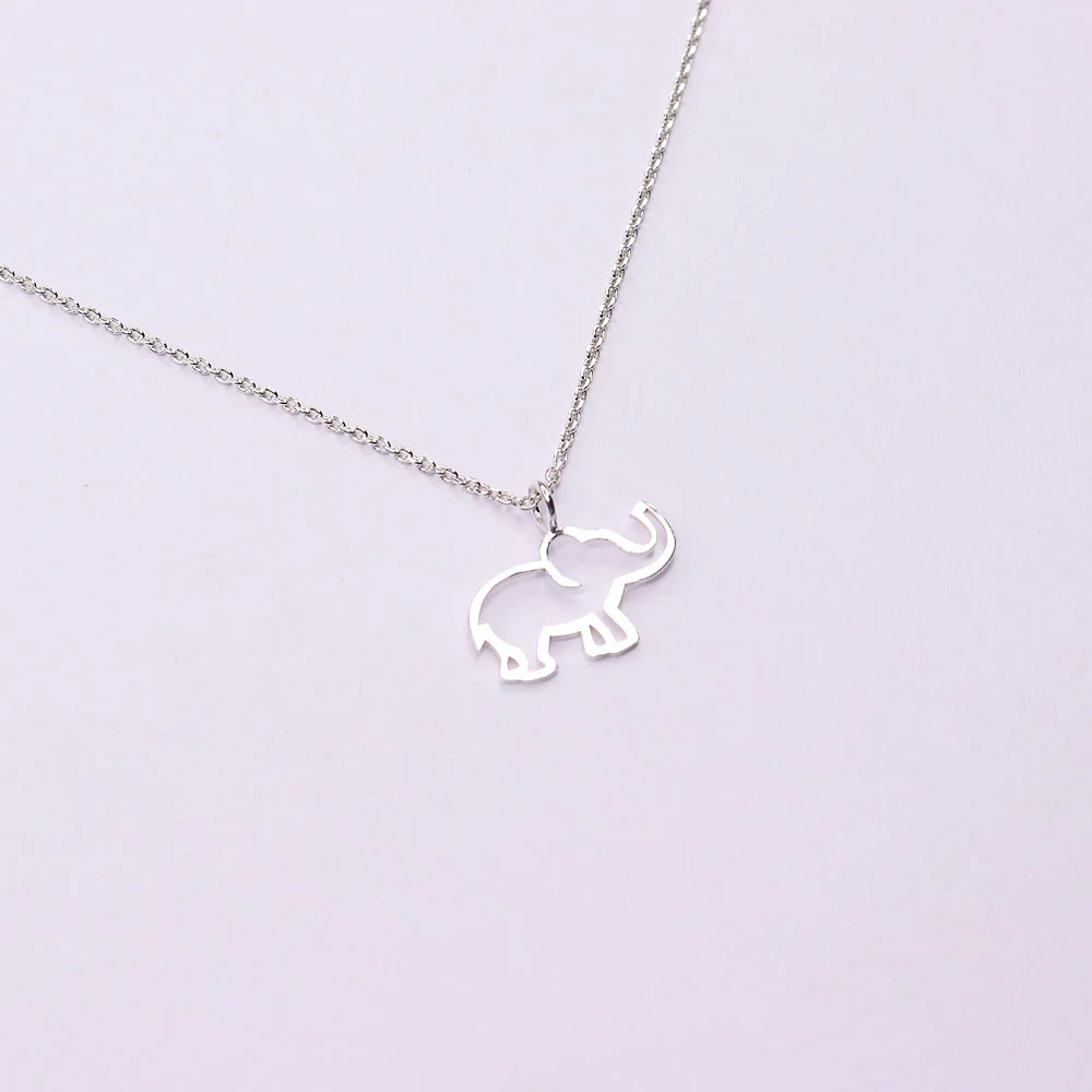 minimal-elephant-pendant-silver-necklace-n0239-1 گردنبند نقره فیل مینیمال - تصویر 1