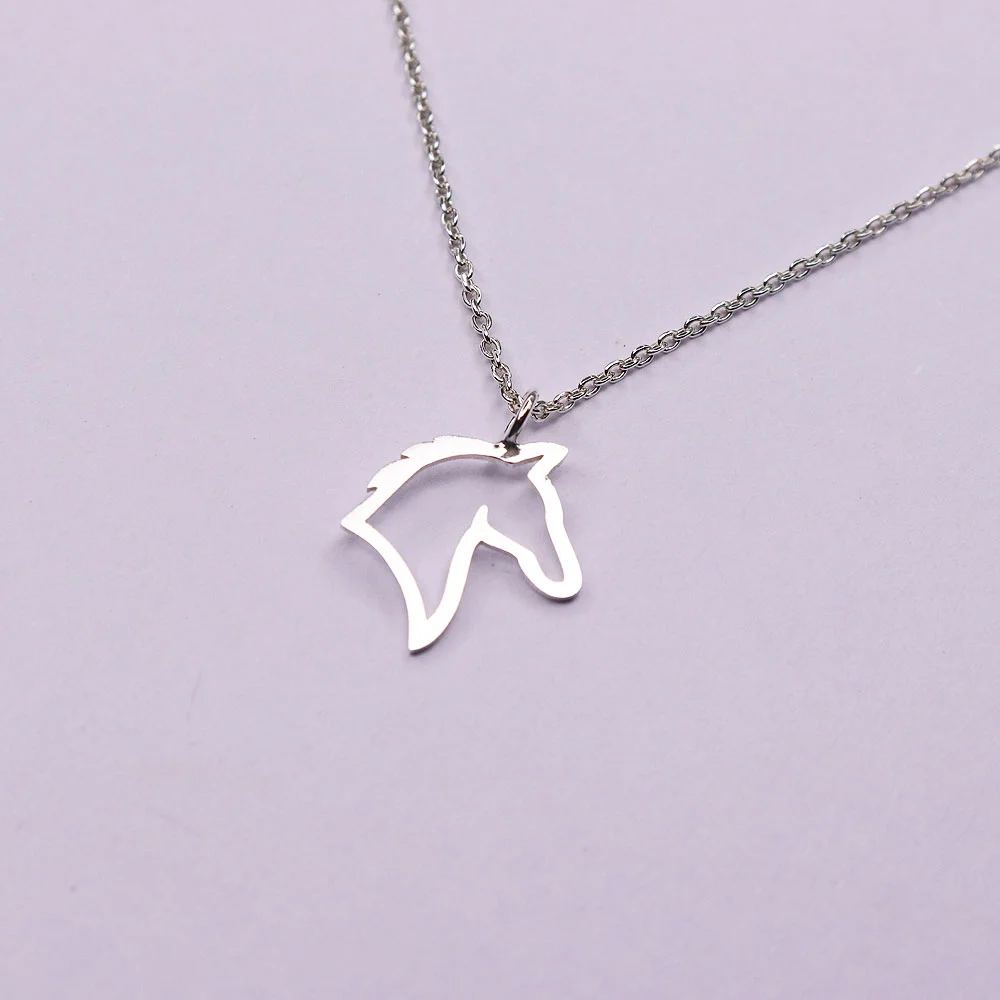 minimal-horse-pendant-silver-necklace-n0245-1 گردنبند نقره اسب مینیمال - تصویر 1
